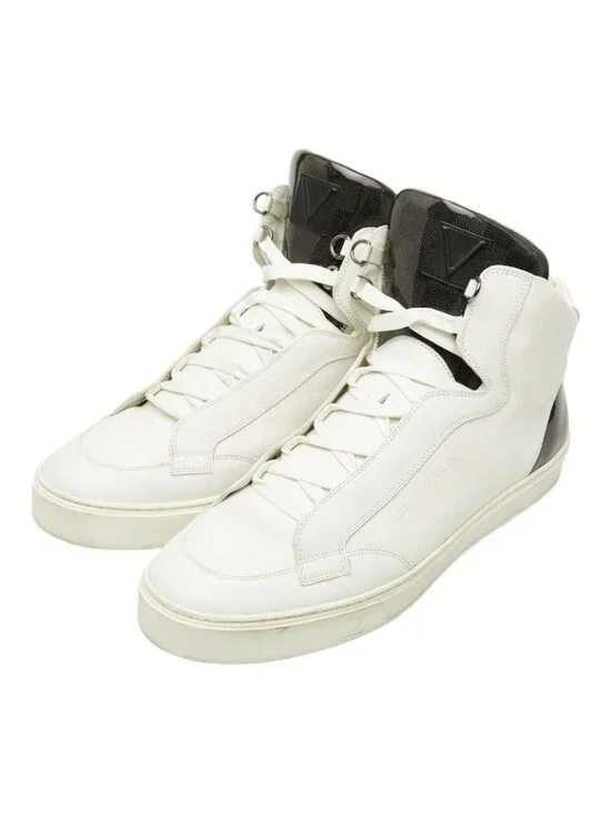 Louis Vuitton Damier Middle Cut Sneakers 9.5 White Black Leather